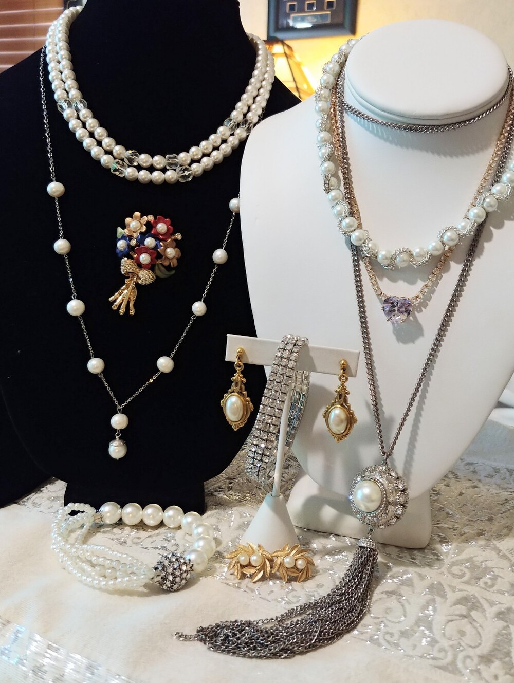 Quality Vintage to Now Costume Jewelry Lot Rhinestone Pearls Avon 1928 Company